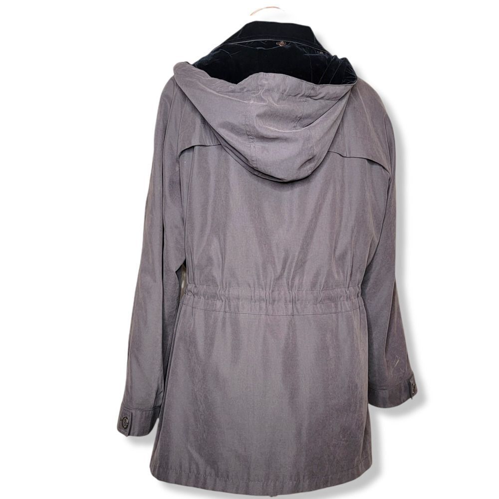 Gallery Velvet Hood Coat Gray Black Size XL - Picture 4 of 16